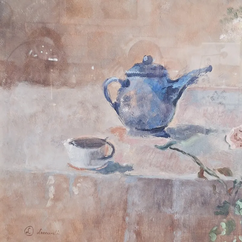 Pamono Leonardi, Post Impressionist Still Life, Oil on Panel, Late 20th Century, Framed> Impressionist