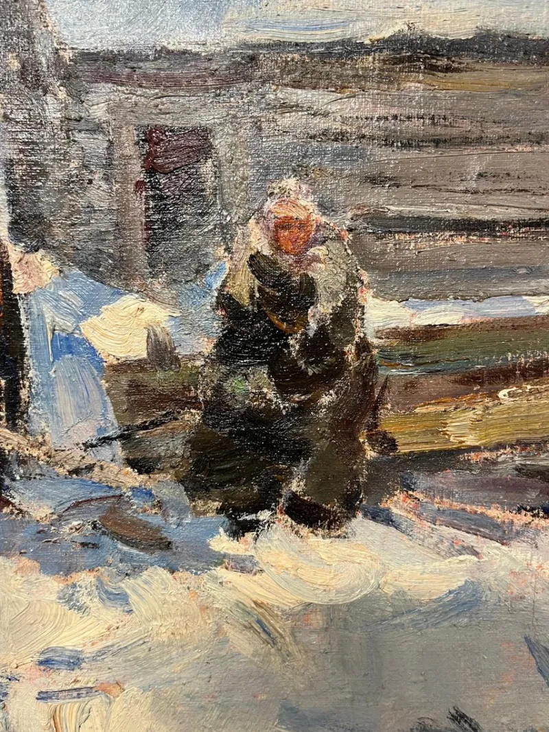 Sale Pamono Leonid Vaichilia, Horses in Winter, Oil Painting, 1971, Framed