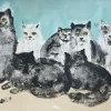 Pamono Leonor Fini, Cats, Lithograph on Rives Paper, 1970s> Prints & Multiples