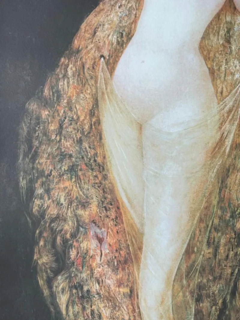 Pamono Leonor Fini, Nude Woman with Peacock Feathers, 1970, Lithograph> Prints & Multiples