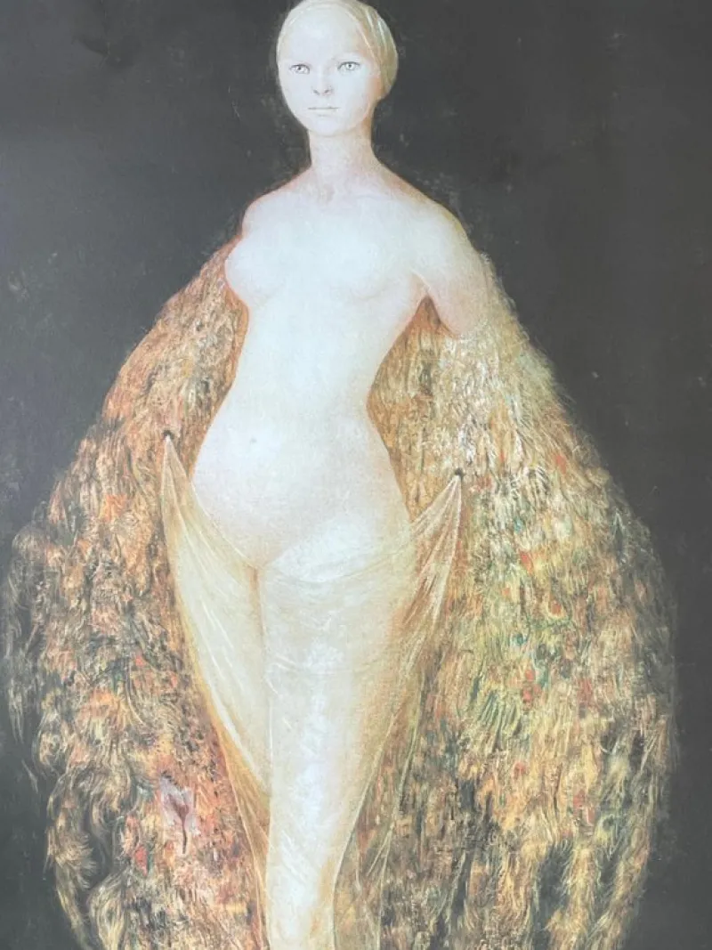 Pamono Leonor Fini, Nude Woman with Peacock Feathers, 1970, Lithograph> Prints & Multiples