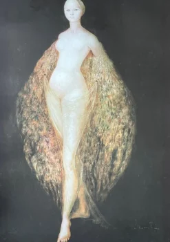 Pamono Leonor Fini, Nude Woman with Peacock Feathers, 1970, Lithograph><noscript><img width=