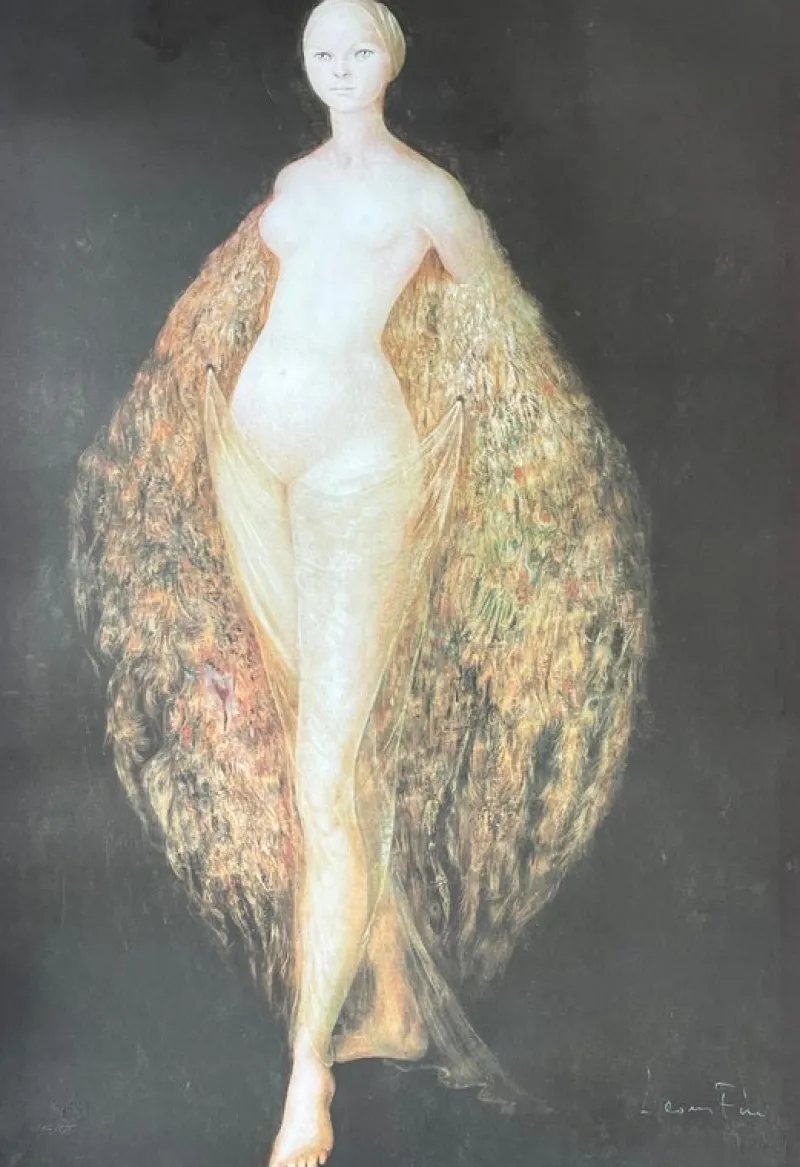 Pamono Leonor Fini, Nude Woman with Peacock Feathers, 1970, Lithograph> Prints & Multiples