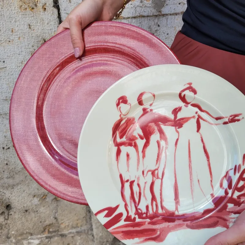 Pamono Les Toilés Underplates by Patrick Frey, 1990s, Set of 6> Serving Dishes
