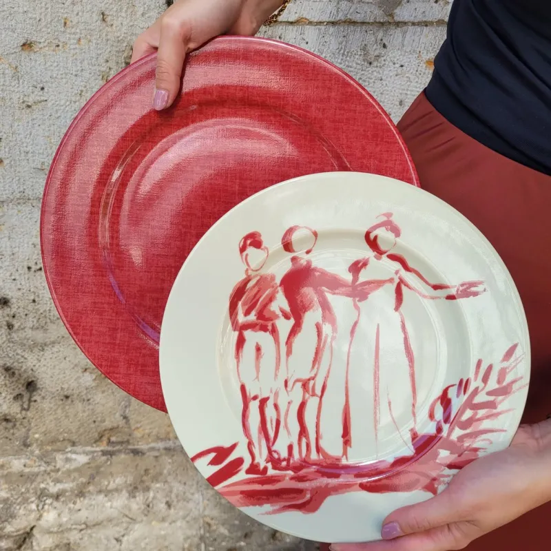 Pamono Les Toilés Underplates by Patrick Frey, 1990s, Set of 6> Serving Dishes