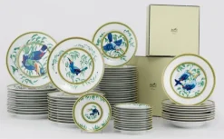 Pamono Les Toucans Dinner Service, 1986, Set of 60> Dinner Plates & Bowls