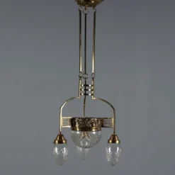 Pamono Liberty Brass and Glass Chandelier
