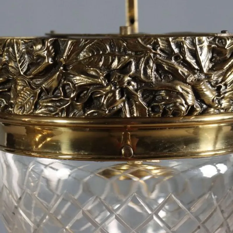 Pamono Liberty Brass and Glass Chandelier