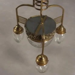 Pamono Liberty Brass and Glass Chandelier