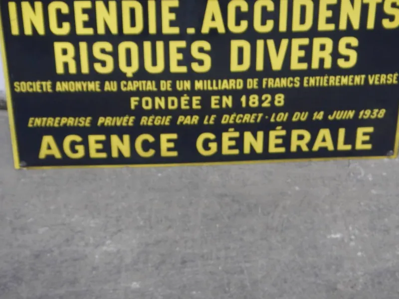 Pamono License Plate Union Compagnie Assicurance France, 1930> Wall Decor