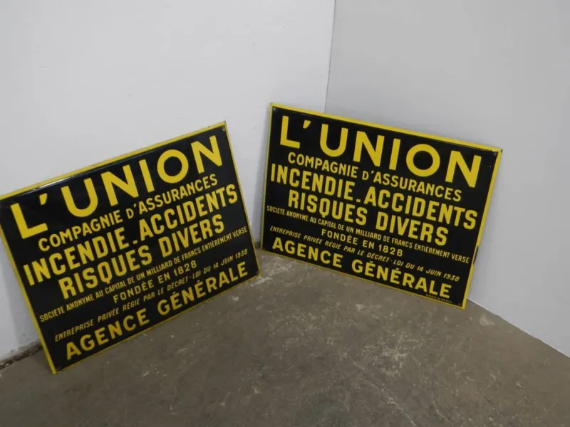 Pamono License Plate Union Compagnie Assicurance France, 1930> Wall Decor