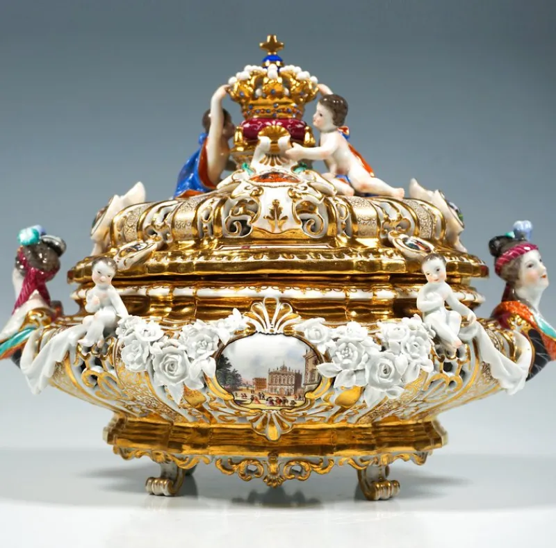 Pamono Lidded Crown Tureen Meissen by Maria Josepha for Meissen Drüselkästchen, Austria> Serving Dishes