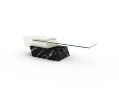 Pamono Lido Coffee Table in Black Marquina Marble and Natural Travertine by Joaquín Moll for Meddel