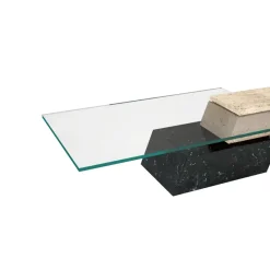 Pamono Lido Coffee Table in Black Marquina Marble and Natural Travertine by Joaquín Moll for Meddel