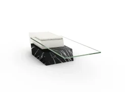 Pamono Lido Coffee Table in Black Marquina Marble and Natural Travertine by Joaquín Moll for Meddel