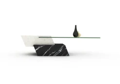 Pamono Lido Coffee Table in Black Marquina Marble and Natural Travertine by Joaquín Moll for Meddel