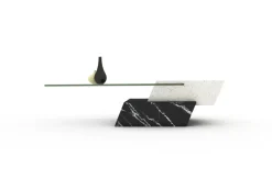 Pamono Lido Coffee Table in Black Marquina Marble and Natural Travertine by Joaquín Moll for Meddel