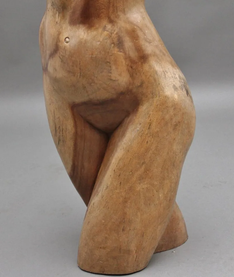 New Pamono Life Size Carved Female Torso, 1930, Walnut