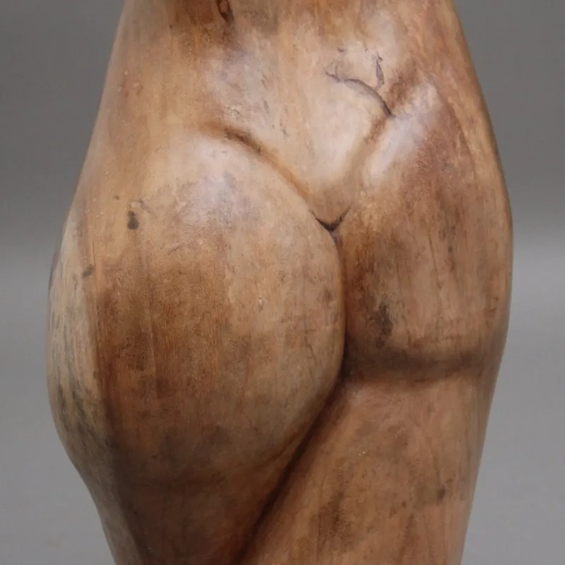 New Pamono Life Size Carved Female Torso, 1930, Walnut