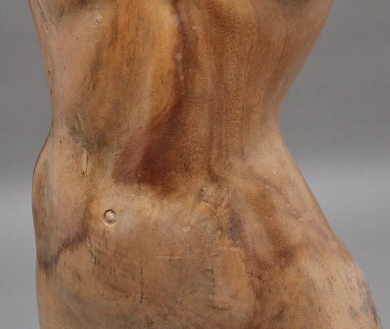New Pamono Life Size Carved Female Torso, 1930, Walnut