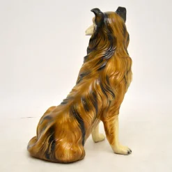 Pamono Life Size Collie Dog Ceramic Sculpture, 1960s