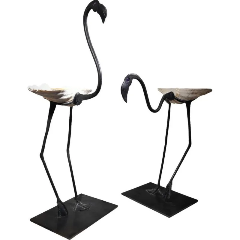 Clearance Pamono Life Size Flamingo Sculptures in Wrought Iron, 1940s, Set of 2