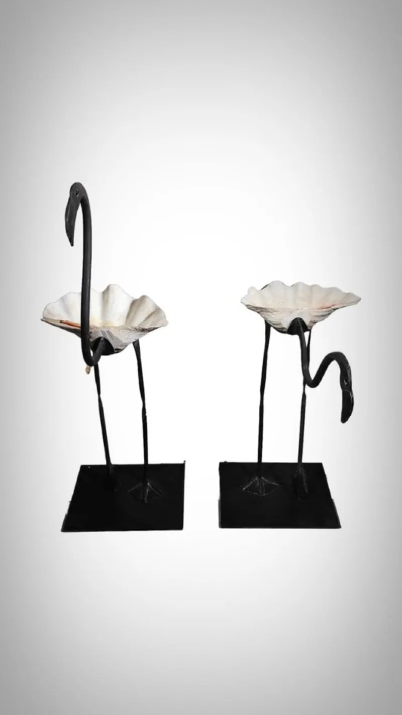 Clearance Pamono Life Size Flamingo Sculptures in Wrought Iron, 1940s, Set of 2