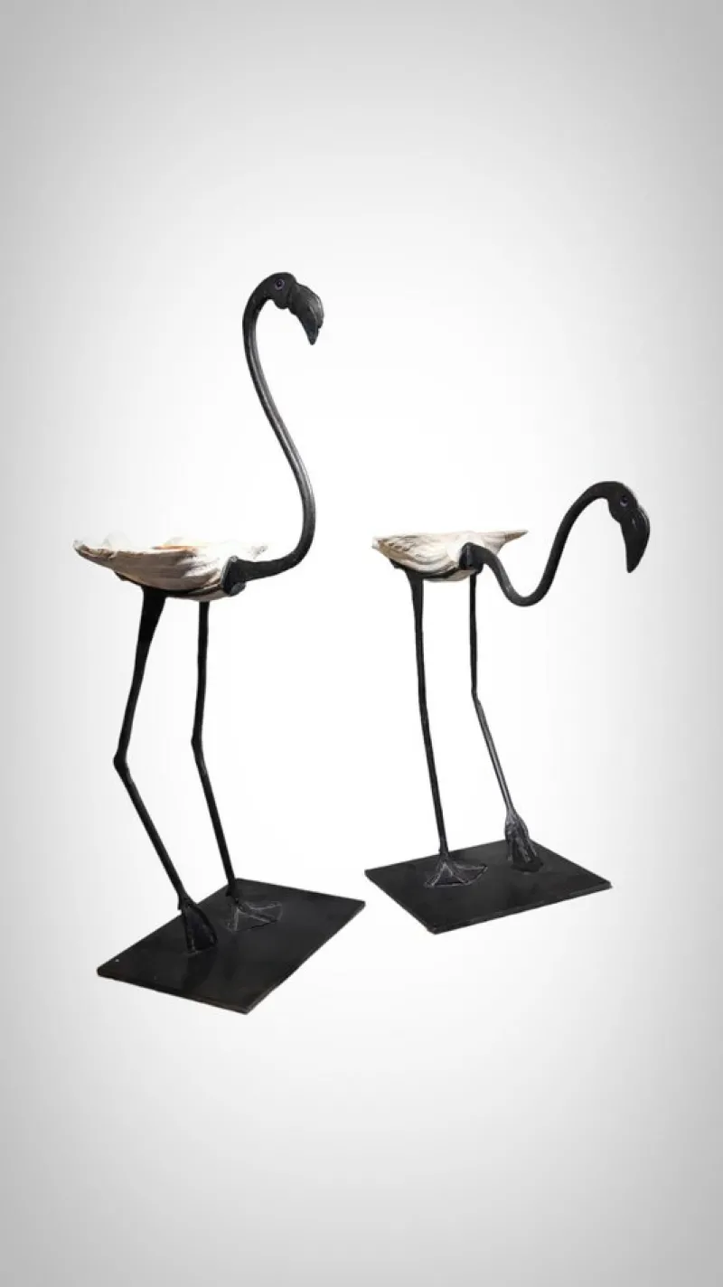 Clearance Pamono Life Size Flamingo Sculptures in Wrought Iron, 1940s, Set of 2