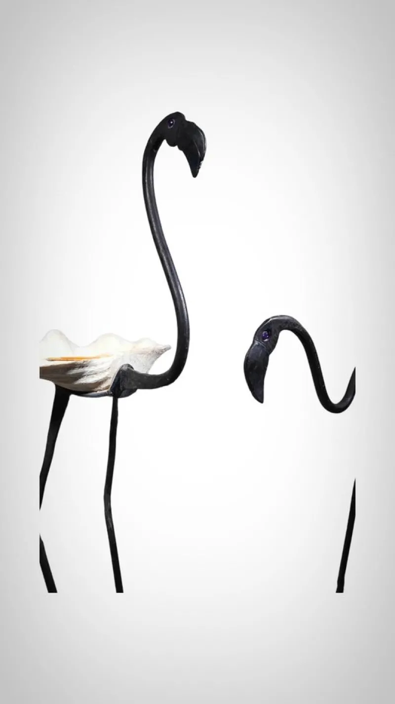 Clearance Pamono Life Size Flamingo Sculptures in Wrought Iron, 1940s, Set of 2