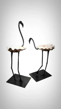 Clearance Pamono Life Size Flamingo Sculptures in Wrought Iron, 1940s, Set of 2