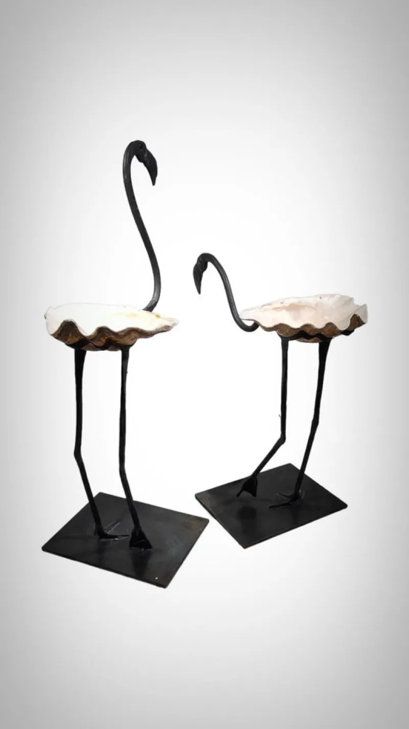 Clearance Pamono Life Size Flamingo Sculptures in Wrought Iron, 1940s, Set of 2