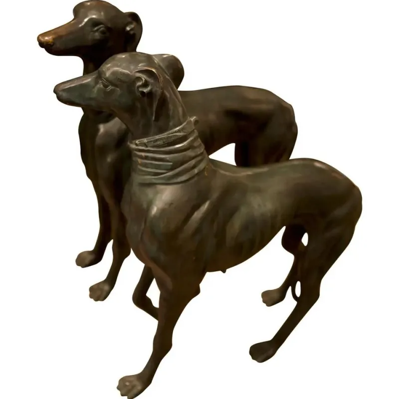 Pamono Life-Size Art Deco Greyhound Sculptures in Bronze, Set of 2> Art Deco|Sculpture