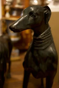 Pamono Life-Size Art Deco Greyhound Sculptures in Bronze, Set of 2><noscript><img width=