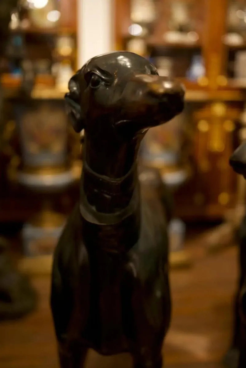 Pamono Life-Size Art Deco Greyhound Sculptures in Bronze, Set of 2> Art Deco|Sculpture