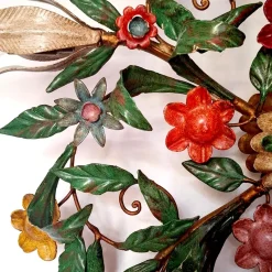 Pamono 5-Light Ceiling or Wall Lamp with Red, Yellow and Blue Flowers and Leaves, Italy, 1970s><noscript><img width=