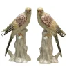 New Pamono Light Green and Yellow Porcelain Parrots by Gand & C, Set of 2