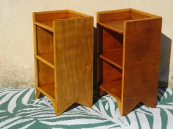 Outlet Pamono Light Wood Bedside Tables with Top Edges, 1990s, Set of 2