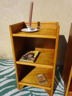 Outlet Pamono Light Wood Bedside Tables with Top Edges, 1990s, Set of 2