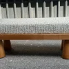Pamono Light Wood Bench with Conical Legs and Grey Bouclé Fabric Sides, 2000s> Benches