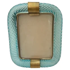 Best Pamono Light-Blue Torchon Picture Frame in Murano Glass by Simoeng