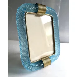 Best Pamono Light-Blue Torchon Picture Frame in Murano Glass by Simoeng