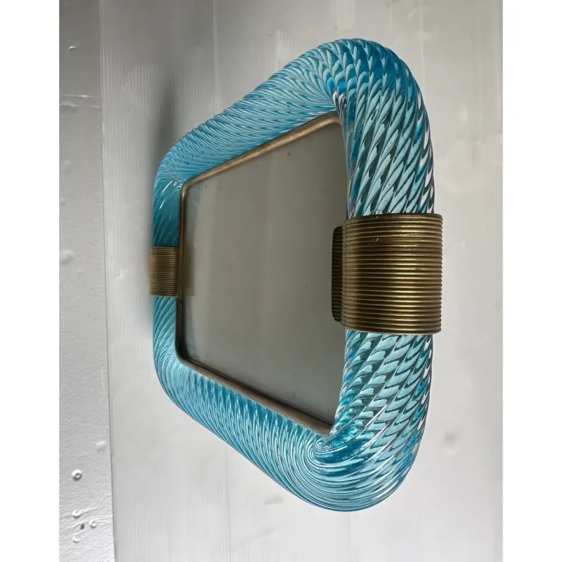 Best Pamono Light-Blue Torchon Picture Frame in Murano Glass by Simoeng