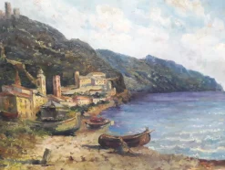 Sale Pamono Ligurian Coast, Italy, 1950s, Oil on Cardboard