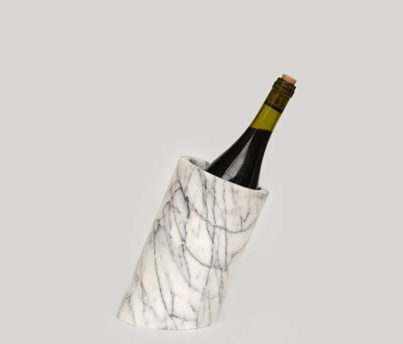 Pamono Lilac White Marble Angled Wine Cooler from Kiwano Concept> Tabletop|Ice Buckets & Wine Coolers