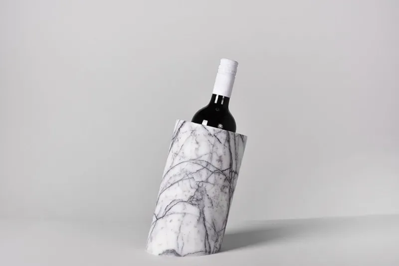 Pamono Lilac White Marble Angled Wine Cooler from Kiwano Concept> Tabletop|Ice Buckets & Wine Coolers