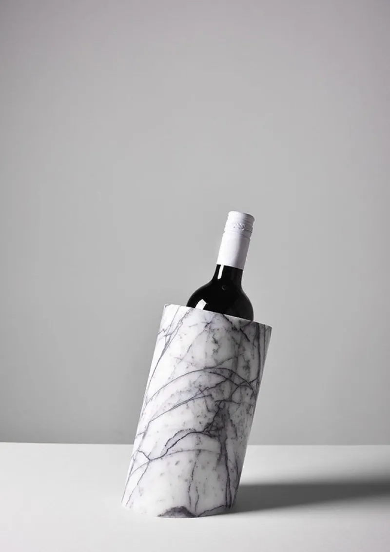 Pamono Lilac White Marble Angled Wine Cooler from Kiwano Concept> Tabletop|Ice Buckets & Wine Coolers