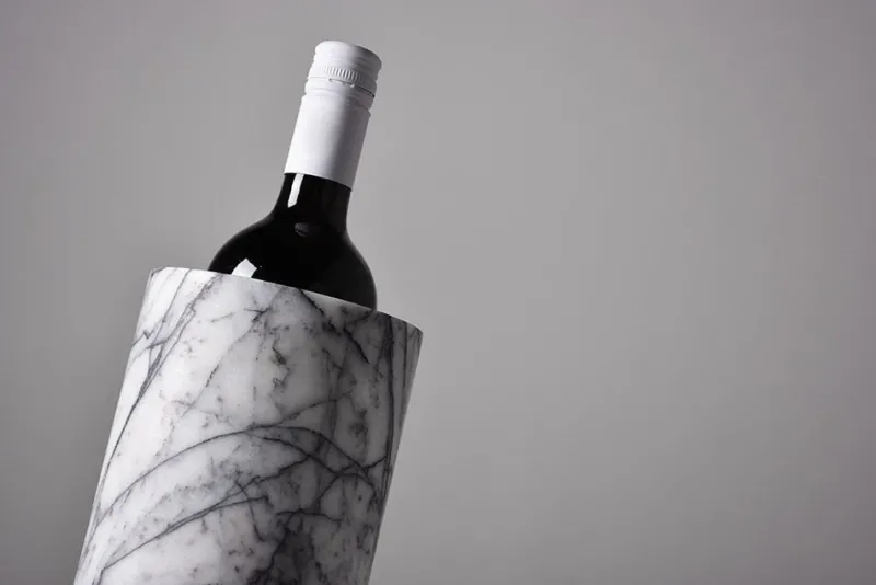 Pamono Lilac White Marble Angled Wine Cooler from Kiwano Concept> Tabletop|Ice Buckets & Wine Coolers