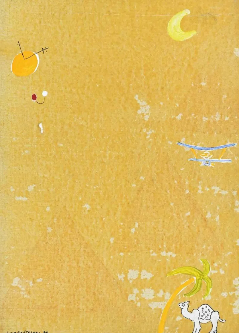 Discount Pamono Lillo Bartoloni, The Camel and the Desert, Oil on Canvas, 1986