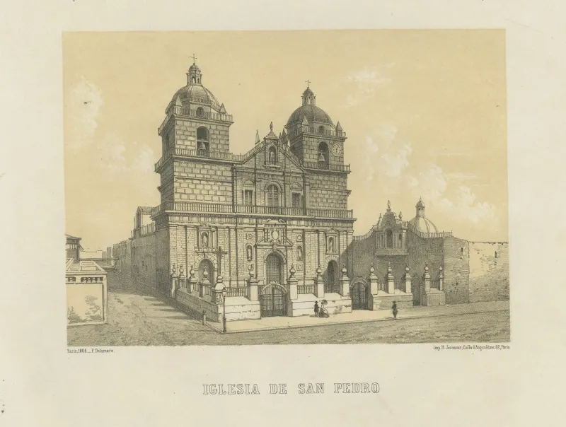 New Pamono Lima Church of San Francisco and Church of San Pedro, 1865, Lithograph on Paper