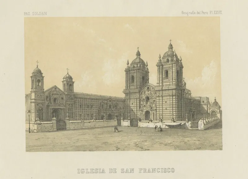 New Pamono Lima Church of San Francisco and Church of San Pedro, 1865, Lithograph on Paper